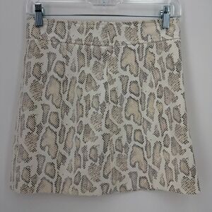 Faux Leather Snakeskin Print Mini Skirt Neutral Animal Print JS1166EF Size S